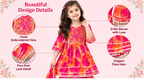 Girls Pink Orange Sharara Set | Floral Printed Kurta with Matching Sharara Pants and Dupatta | 3-Piece Traditional Ethnic Wear for Kids
