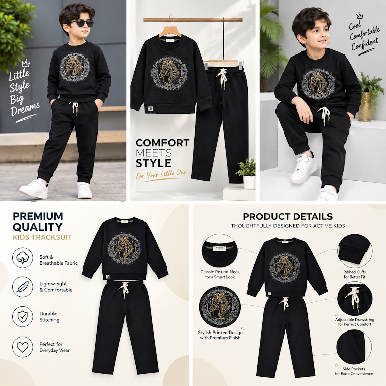 Boys' Stylish Black Partywear Co-Ord Set