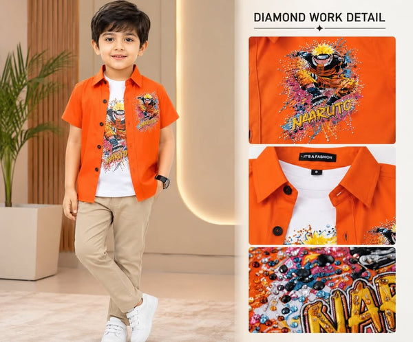 BOYS NARUTO SHIRT WITH FUNKY TSHIRT INSIDE