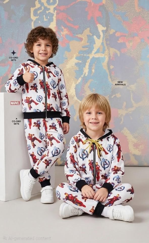 Kids Unisex Ironman Printed Zip-Up Jacket and Joggers Set