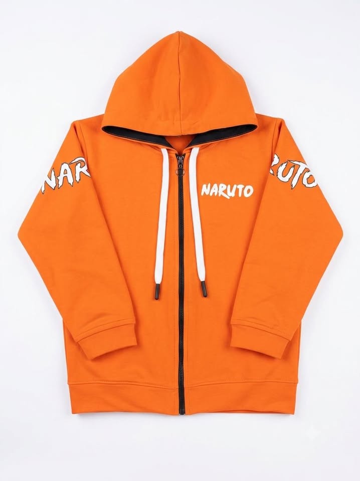 Boys Naruto Zip-Up Graphic Hooded Jacket Dual wear