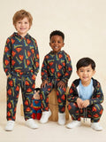 Boys Black Superman All-Over Printed Set