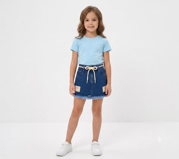 Girls' Denim Utility Skort with Drawstring