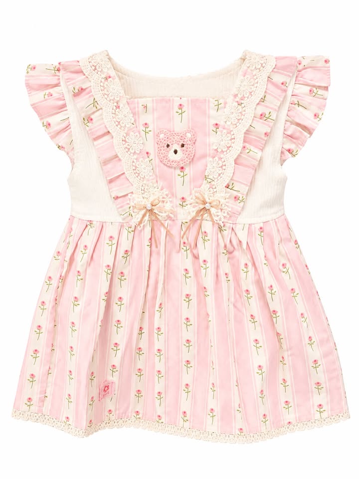 Everyday Casual Pastel Tiered Frock for Girls